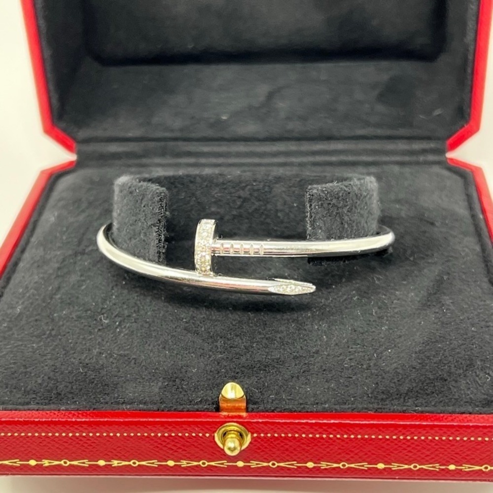 Cartier Juste un Clou Bracelet White Gold Diamonds Nail Bangle B6048717 Box - Picture 4 of 5